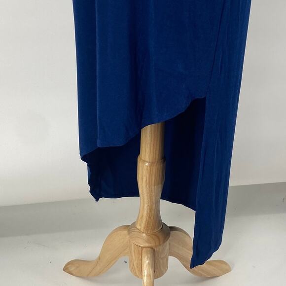 Chicos Travelers Stretchy Knit Midi Dress Asymmetrical High Low Hem Blue Medium - Picture 6 of 11